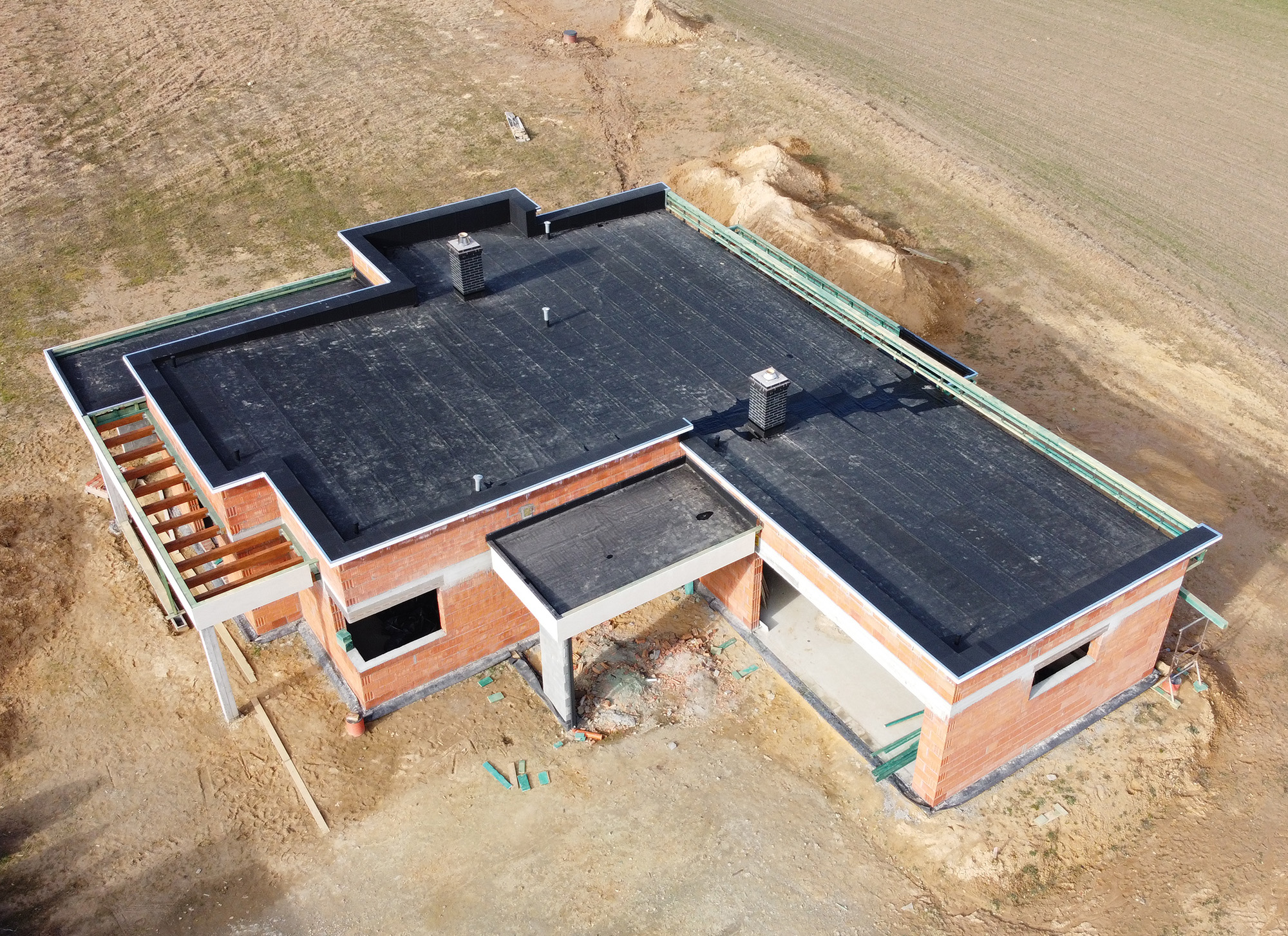 Dach płaski podczas budowy domu
